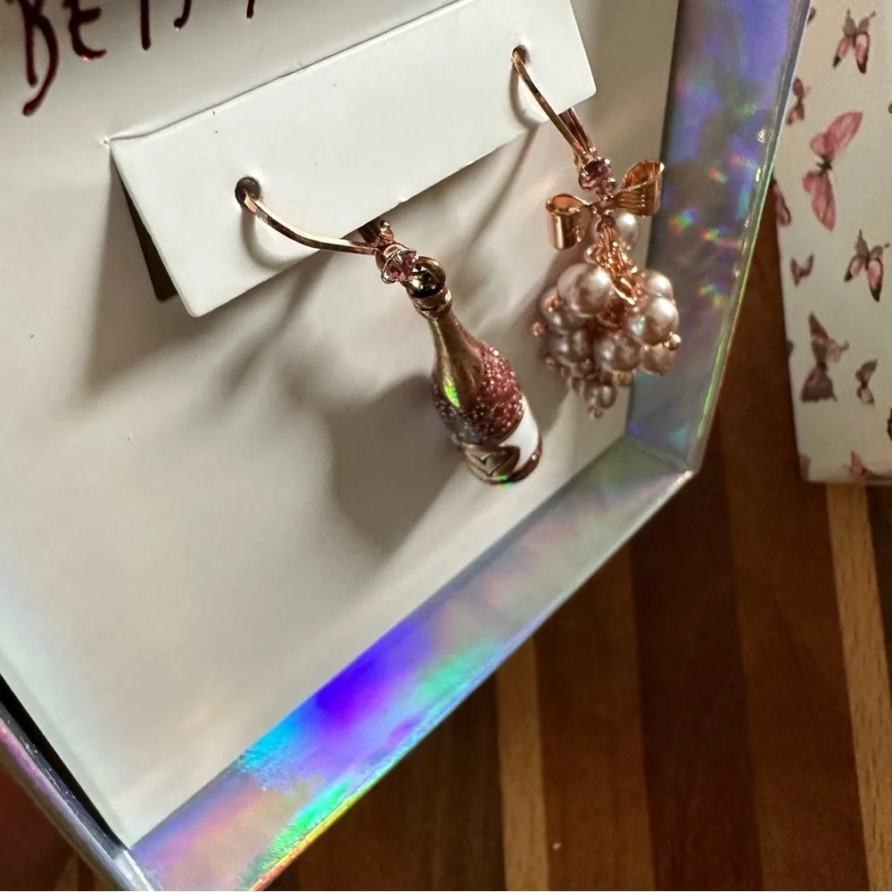 Betsey Johnson Non-Matching Champagne Earrings